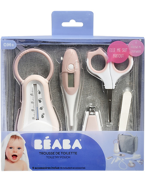 Béaba Beauty Case Completo da Appendere - Rosa - Tutto il Necessario Sempre a Portata di Mano Kit Toilette Neonato