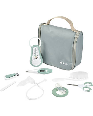 Béaba Beauty Case Completo da Appendere - Verde Salvia - Tutto il Necessario Sempre a Portata di Mano Kit Toilette Neonato