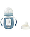 Béaba Biberon da Apprendimento 2in1 - 210 ml - Blu Marino - Vetro e Silicone - Incoraggia il tuo Bambino all'Indipendenza Biberon_