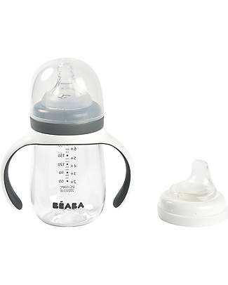 Béaba Biberon da Apprendimento 2in1 - 210 ml - Gris Minéral - Incoraggia il tuo Bambino all'Indipendenza Biberon_