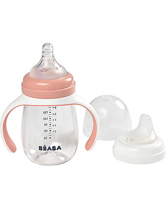 Béaba Biberon da Apprendimento 2in1 - 210 ml - Rosa - Incoraggia il tuo Bambino all'Indipendenza Biberon_