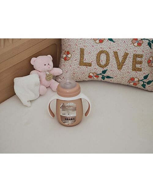 Béaba Biberon da Apprendimento 3in1 - 210 ml - Rosa - Vetro e Silicone - Incoraggia il tuo Bambino all'Indipendenza Biberon_