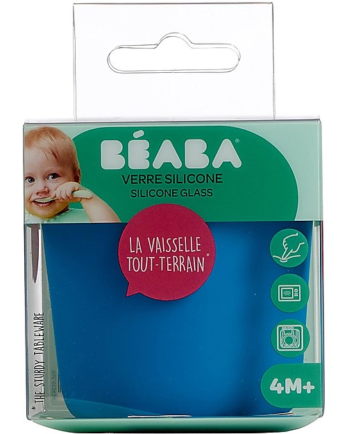 Béaba Bicchiere in Silicone - Blu - Maneggevole e Infrangibile Bicchieri