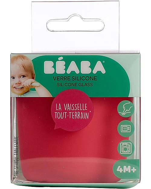 Béaba Bicchiere in Silicone - Rosa - Maneggevole e Infrangibile Bicchieri