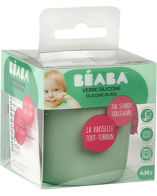 Béaba Bicchiere in Silicone - Verde Salvia - Maneggevole e Infrangibile Bicchieri