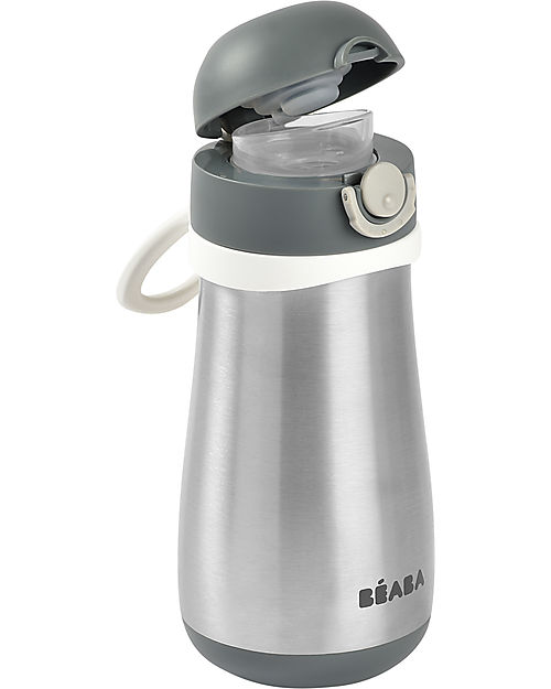 Béaba Borraccia Termica in Acciaio Inossidabile con Manico - 350 ml - Mineral Grey Borracce non Termiche