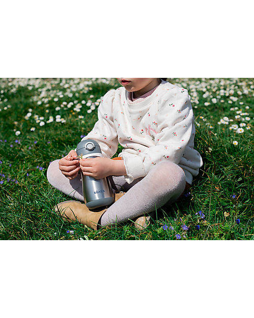 Béaba Borraccia Termica in Acciaio Inossidabile con Manico - 350 ml - Mineral Grey Borracce non Termiche