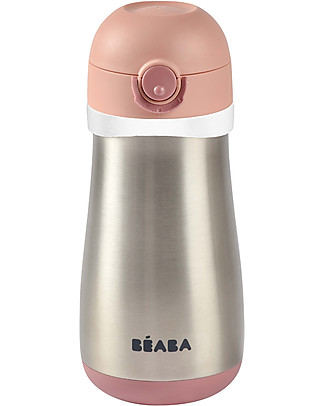 Béaba Borraccia Termica in Acciaio Inossidabile con Manico - 350 ml - Rosa Borracce Termiche
