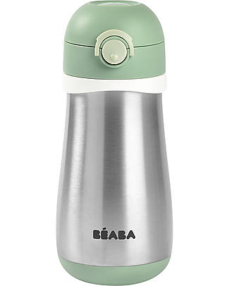 Béaba Borraccia Termica in Acciaio Inossidabile con Manico - 350 ml - Verde Salvia Borracce non Termiche