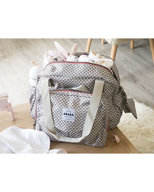 Béaba Borsa Cambio Geneva II - Play Print - Grigio e Corallo - Con Pochette e Borsa Termica! Borse Cambio