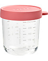 Béaba Contenitore Graduato in Vetro di Alta Qualità con Tappo Ermetico - Rosa - 250 ml Contenitori per Alimenti