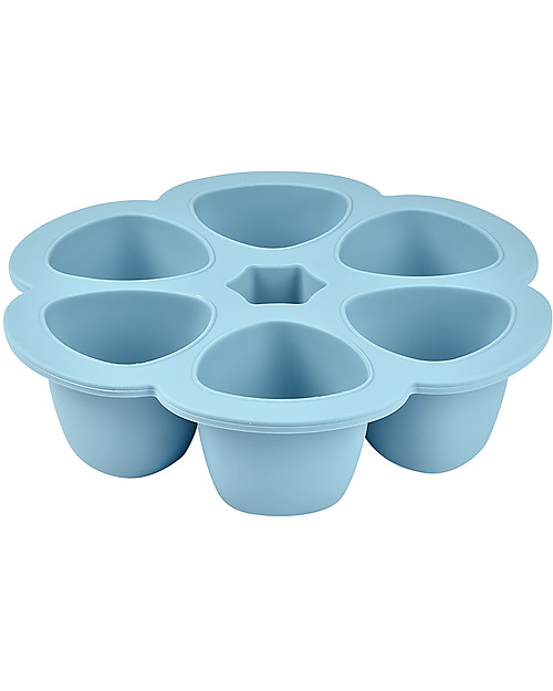 Béaba Contenitore Multiporzione in Silicone - Blu - 6x90 ml - Perfetto per Risparmiare Tempo Contenitori per Alimenti