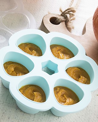 Béaba Contenitore Multiporzione in Silicone - Blu - 6x90 ml - Perfetto per Risparmiare Tempo Contenitori Termici