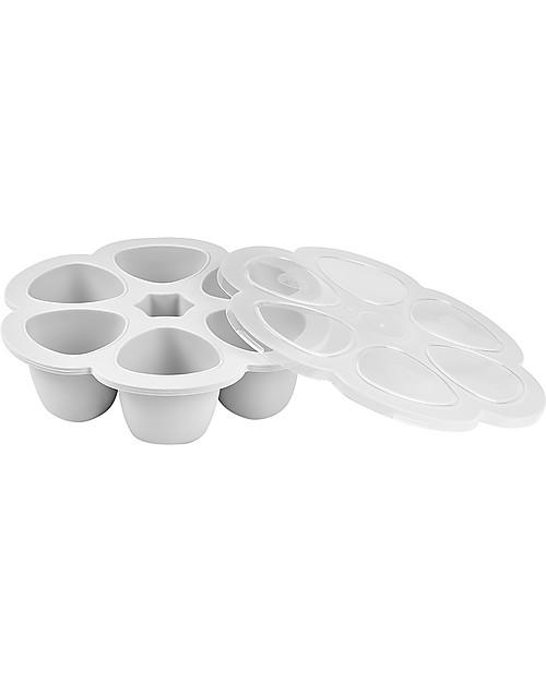 Béaba Contenitore Multiporzione in Silicone - Grigio - 6x90 ml - Perfetto per Risparmiare Tempo Contenitori per Alimenti