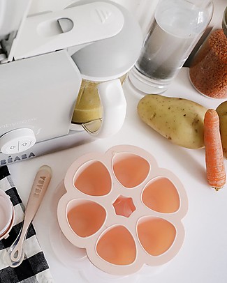 Béaba Contenitore Multiporzione in Silicone - Rosa - 6x150 ml - Perfetto per Risparmiare Tempo Contenitori Latte e Snack