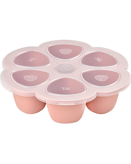 Béaba Contenitore Multiporzione in Silicone - Rosa - 6x150 ml - Perfetto per Risparmiare Tempo Contenitori per Alimenti