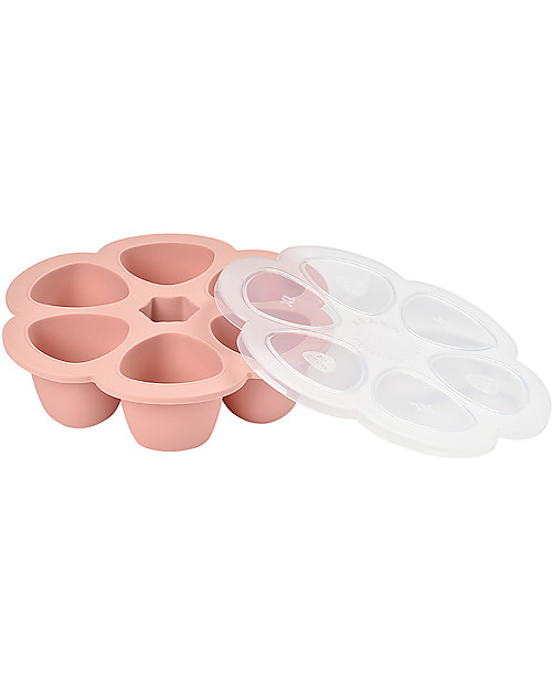 Béaba Contenitore Multiporzione in Silicone - Rosa - 6x150 ml - Perfetto per Risparmiare Tempo Contenitori per Alimenti