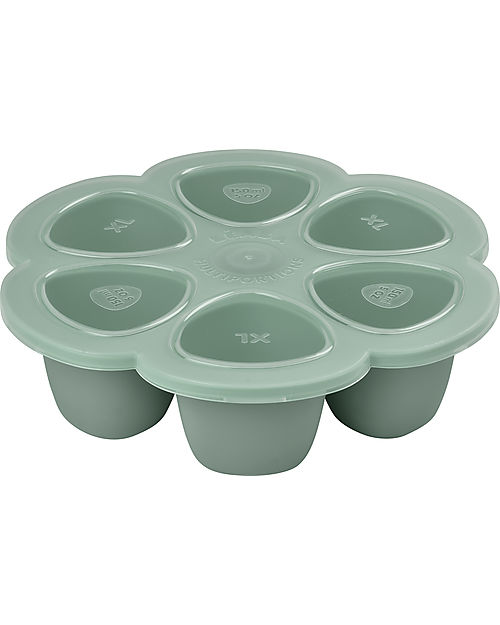 Béaba Contenitore Multiporzione in Silicone - Verde Salvia - 6x150 ml - Perfetto per Risparmiare Tempo Contenitori per Alimenti
