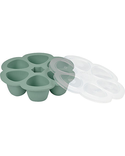 Béaba Contenitore Multiporzione in Silicone - Verde Salvia - 6x150 ml - Perfetto per Risparmiare Tempo Contenitori per Alimenti