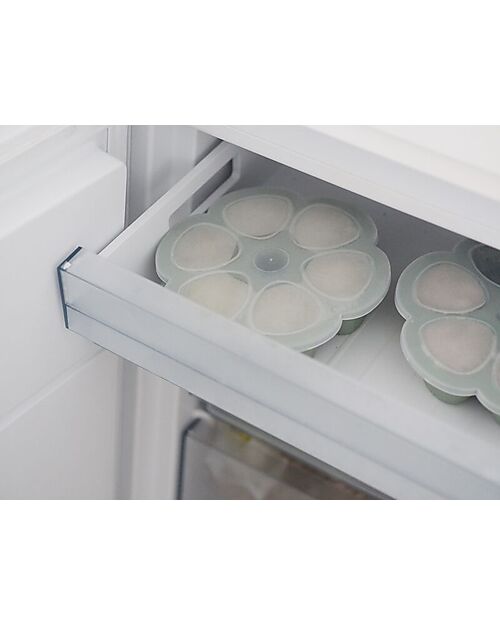 Béaba Contenitore Multiporzione in Silicone - Verde Salvia - 6x90 ml - Perfetto per Risparmiare Tempo Contenitori per Alimenti