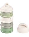 Béaba Contenitore per Latte in Polvere o Snack Impilabili - Bianco/Grigio/Verde - Con 4 Scomparti Ermetici Contenitori per Alimenti