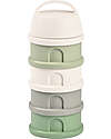 Béaba Contenitore per Latte in Polvere o Snack Impilabili - Bianco/Grigio/Verde - Con 4 Scomparti Ermetici Contenitori per Alimenti