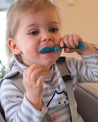 Béaba Cucchiaio in Silicone da Apprendimento - Blu - da 8 Mesi Posate e Bacchette