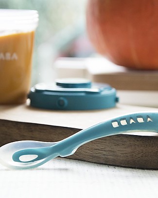 Béaba Cucchiaio in Silicone da Apprendimento - Blu - da 8 Mesi Posate e Bacchette