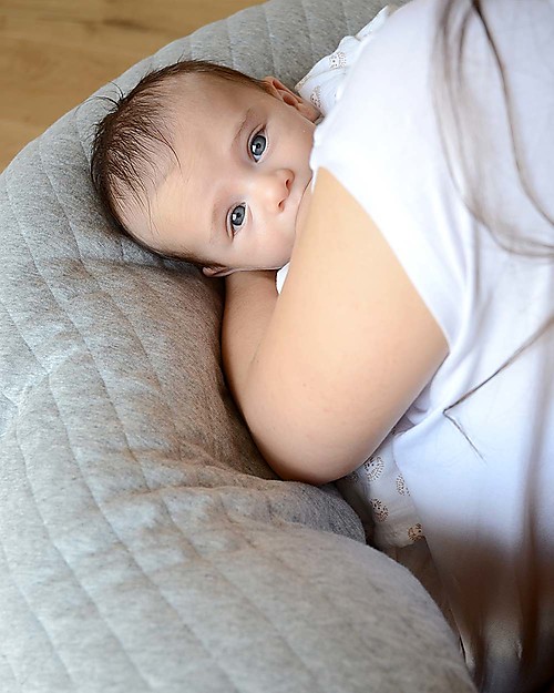 Béaba Cuscino da Allattamento Big Flopsy™ - Fleur de coton - Heather Grey - 170 cm di Comfort Cuscini Allattamento_