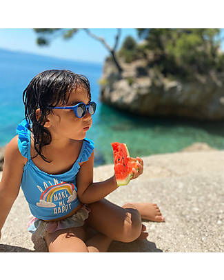 Béaba Occhiali da Sole con Cinturino Elastico - 100% Protezione Raggi UV - Blu Occhiali da Sole
