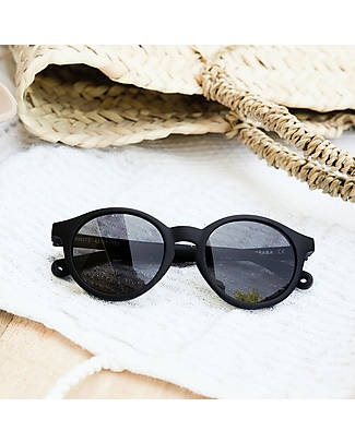 Béaba Occhiali da Sole Sunrise - Nero - 4-6 Anni con Cinturino - 100% Protezione Raggi UV Occhiali da Sole