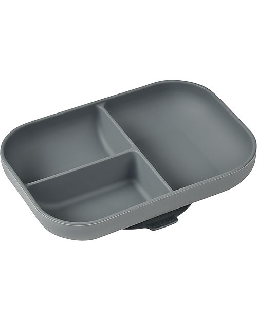 Béaba Piatto a Scomparti con Ventosa - Grigio Minerale - Silicone Piatti e Scodelle