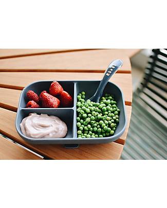 Béaba Piatto a Scomparti con Ventosa - Grigio Minerale - Silicone Piatti e Scodelle