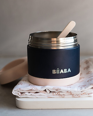 Béaba Porta Pappa Ermetico - Acciaio Inossidabile - Blu e Rosa - 500 ml Contenitori in Metallo