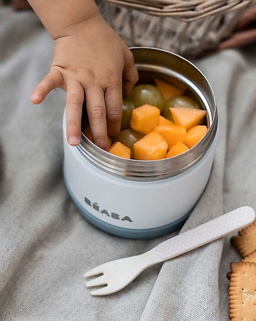 Béaba Porta Pappa Termico - Acciaio Inossidabile - Blu e Bianco - 500 ml Contenitori Termici