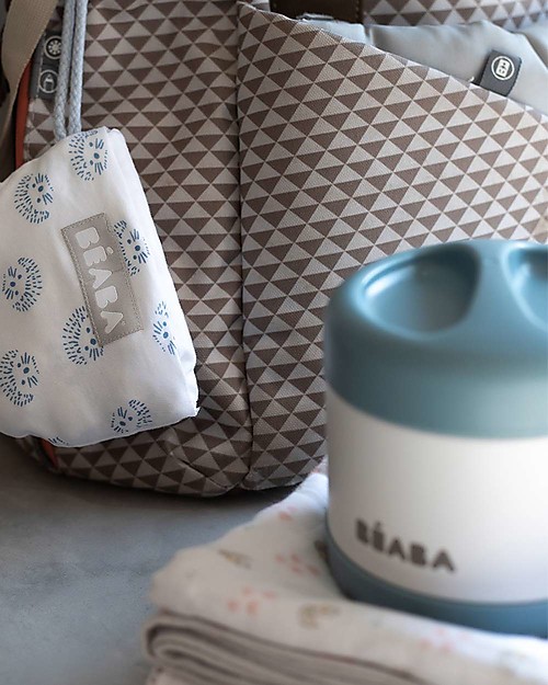 Béaba Porta Pappa Termico - Acciaio Inossidabile - Blu e Bianco - 500 ml Contenitori Termici