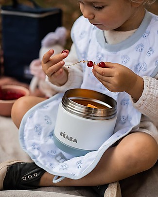 Béaba Porta Pappa Termico - Acciaio Inossidabile - Blu e Bianco - 500 ml Contenitori Termici