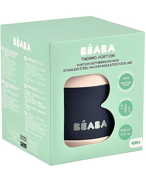 Béaba Porta Pappa Termico - Acciaio Inossidabile - Blu e Rosa - 500 ml Contenitori Termici