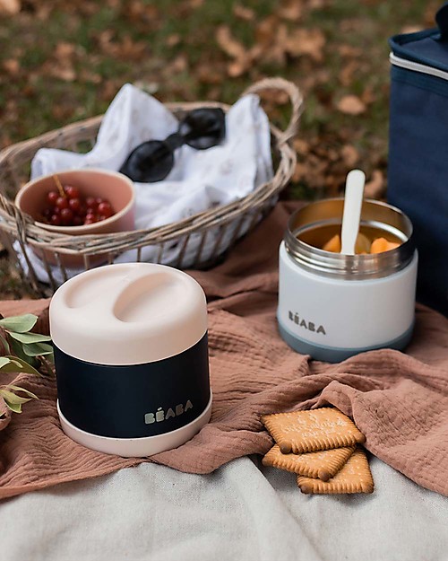 Béaba Porta Pappa Termico - Acciaio Inossidabile - Blu e Rosa - 500 ml Contenitori Termici