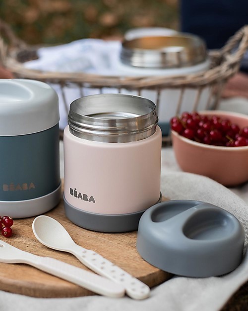 Béaba Porta Pappa Termico - Acciaio Inossidabile - Grigio e Rosa - 300 ml Contenitori Termici
