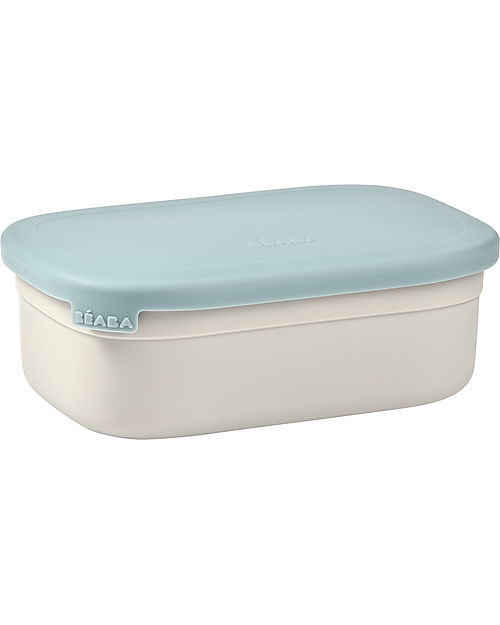Béaba Porta Pranzo a Scomparti - Grigio e Azzurro - Acciaio Inossidabile e Silicone Porta Merenda