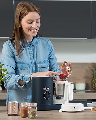 Béaba Robot da Cucina Babycook® Neo - Blu Notte - Pasti Sani Veloci e Adatti al tuo Bambino che Cresce Contenitori In Vetro