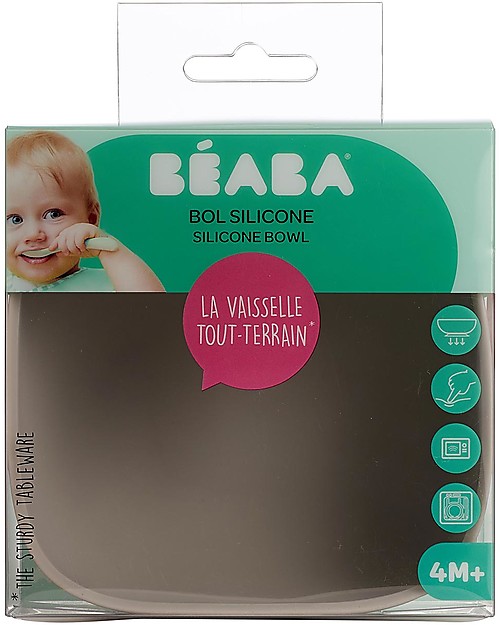 Béaba Scodella con Ventosa - Silicone - Grigio Piatti e Scodelle