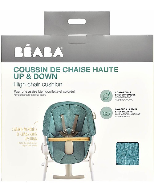 Béaba Seduta Imbottita in Tessuto per il Seggiolone Up&Down - Blu - Confortevole Igienica e alla Moda Accessori per Seggioloni