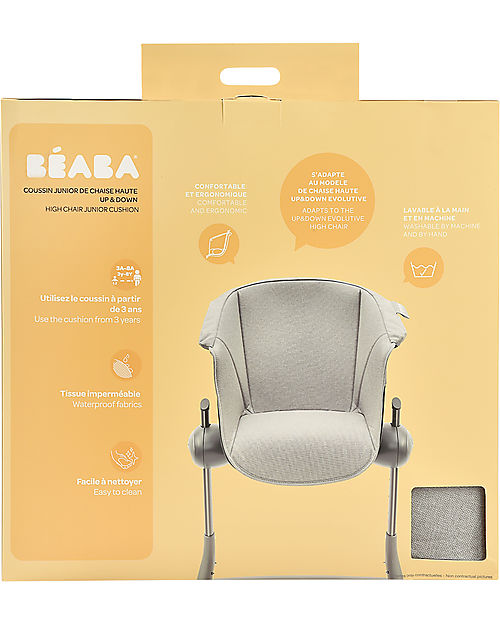 Béaba Seduta Junior in Tessuto per il Seggiolone Up&Down - Grigio - Confortevole Igienica e alla Moda Accessori per Seggioloni