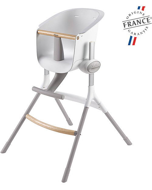 Béaba Seggiolone Up&Down - Tecnologia Brevettata - Grigio/Bianco - Adattabile in Altezza per Tutti i Tavoli Seggioloni Pappa