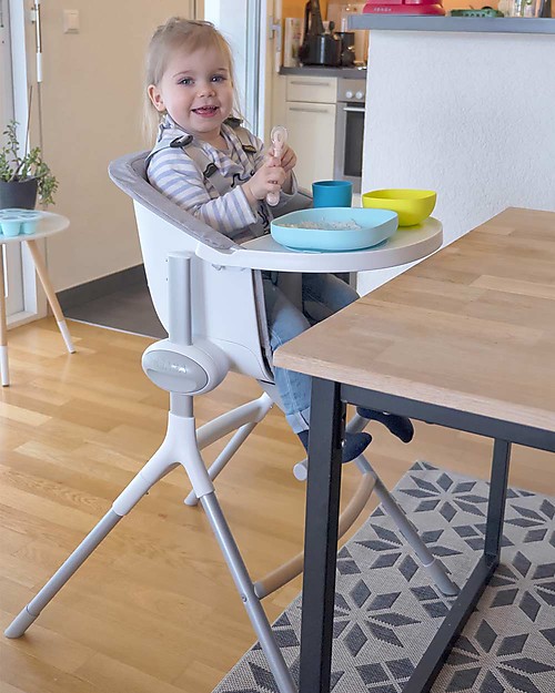 Béaba Seggiolone Up&Down - Tecnologia Brevettata - Grigio/Bianco - Adattabile in Altezza per Tutti i Tavoli Seggioloni Pappa