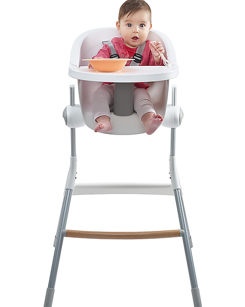 Béaba Seggiolone Up&Down - Tecnologia Brevettata - Grigio/Bianco - Adattabile in Altezza per Tutti i Tavoli Seggioloni Pappa