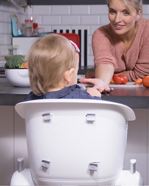 Béaba Seggiolone Up&Down - Tecnologia Brevettata - Grigio/Bianco - Adattabile in Altezza per Tutti i Tavoli Seggioloni Pappa