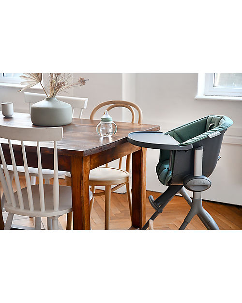 Béaba Seggiolone Up&Down - Tecnologia Brevettata - Grigio Scuro - Adattabile in Altezza per Tutti i Tavoli Seggioloni Pappa